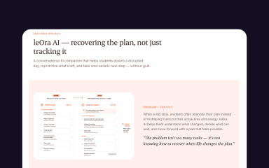 A conversational AI companion that helps students absorb a disrupted day, reprioritize what’s left, and take one realistic next step — without guilt.