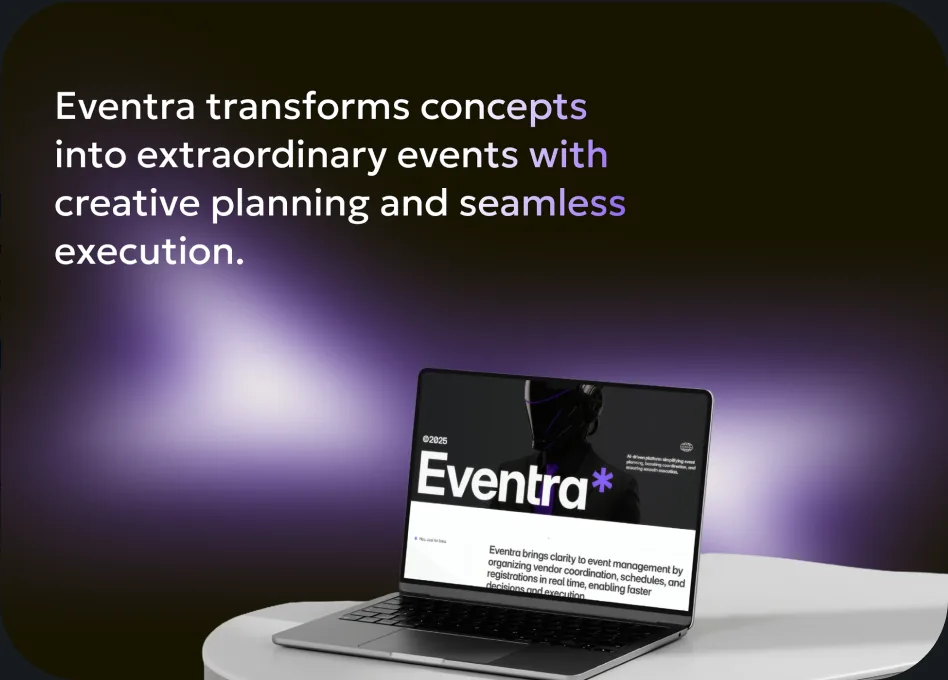 Eventra – event management website designed by an Aspira student