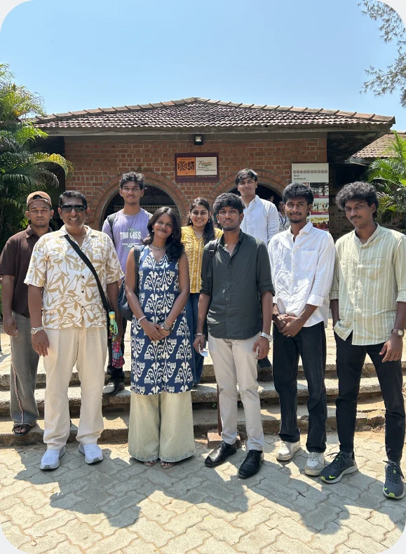UI UX design course students outside the Aspira Design School campus in Chennai